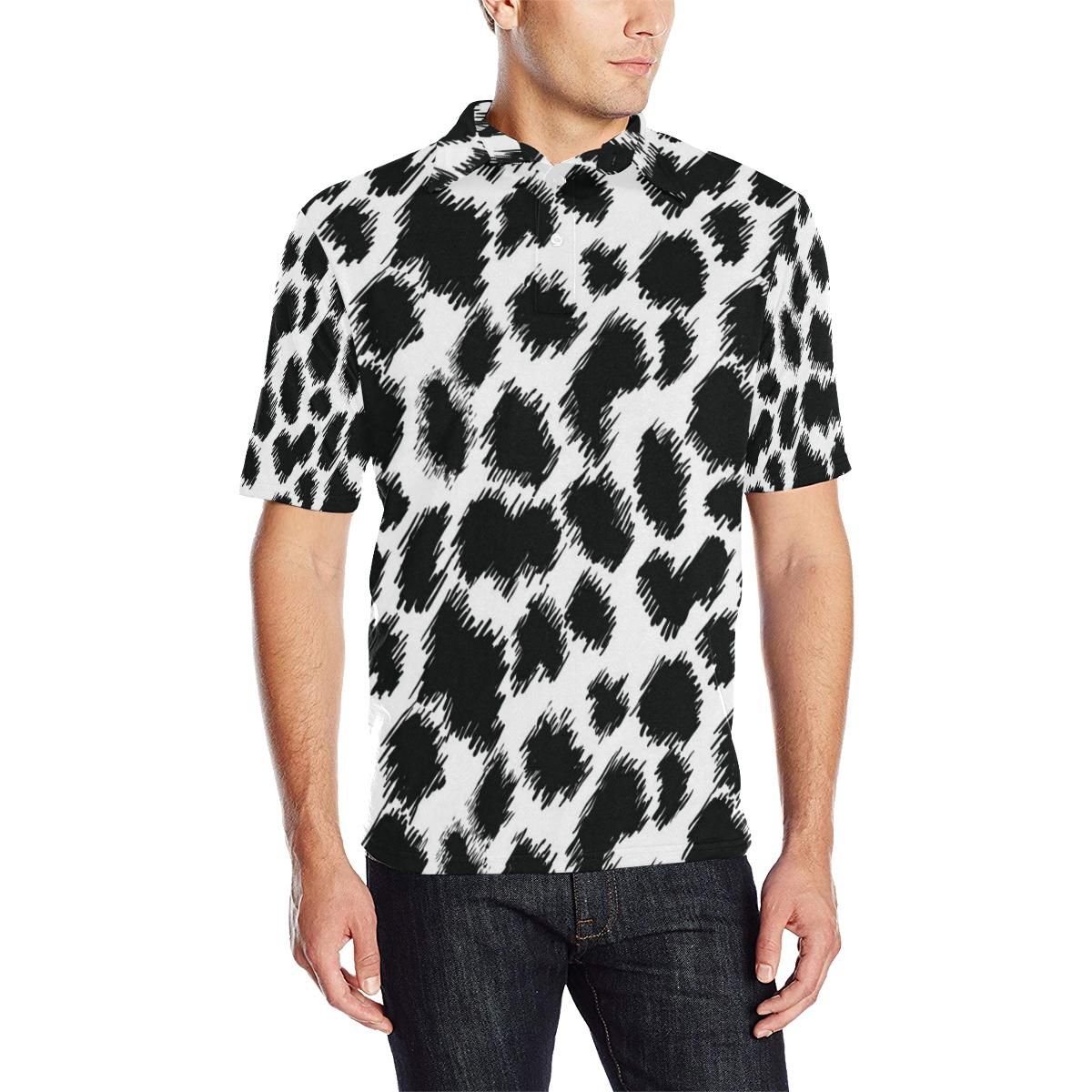 Cheetah Black Print Pattern Men Polo Shirt Cheetah Black Print Pattern Men Polo Shirt