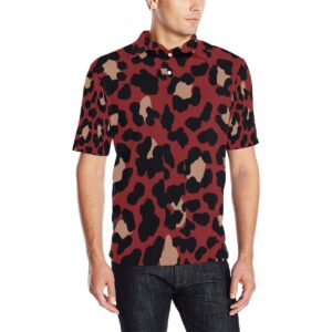 Cheetah Red Print Pattern Men Polo Shirt
