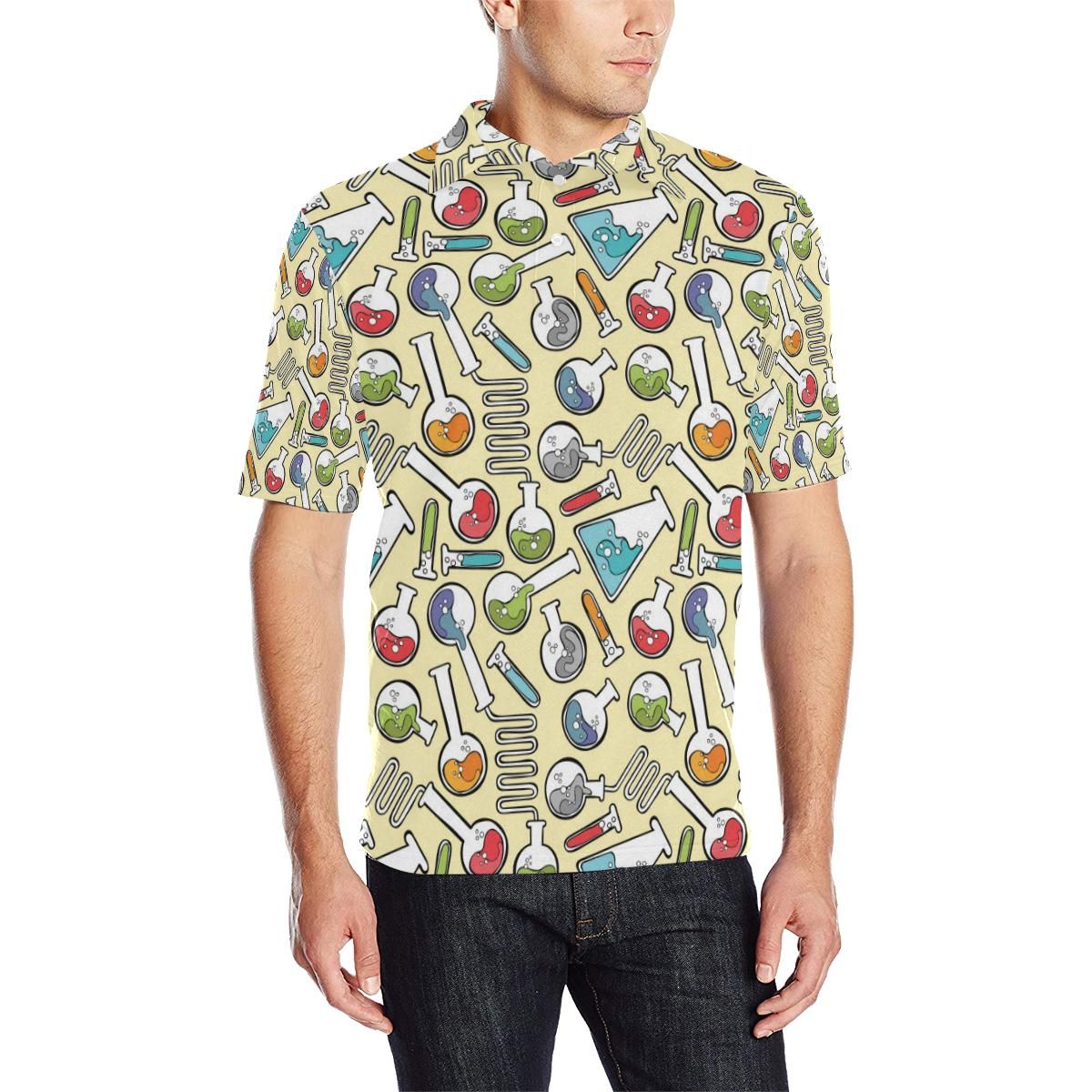 Chemical Pattern Print Design 04 Men Polo Shirt Chemical Pattern Print Design 04 Men Polo Shirt