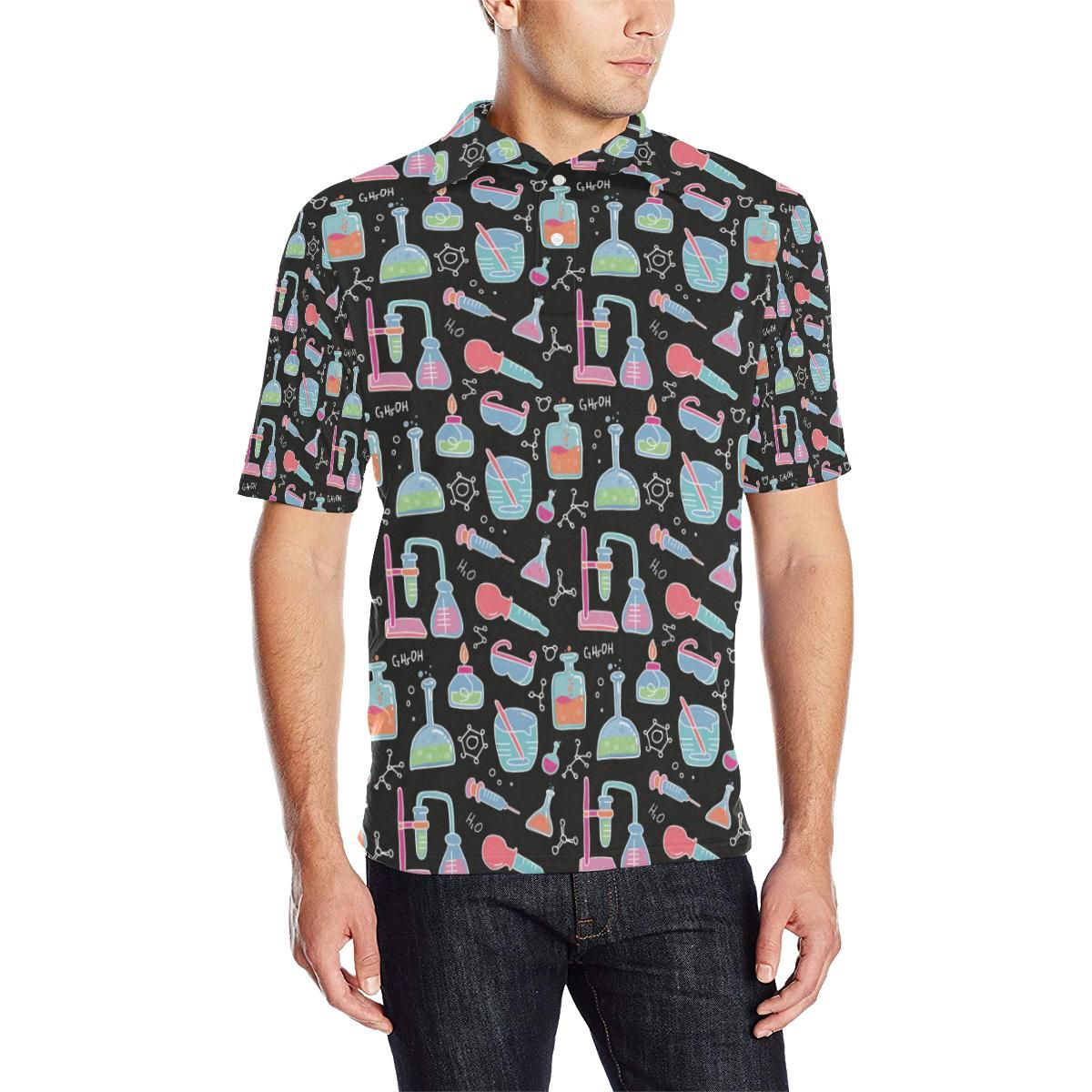 Chemical Pattern Print Design 06 Men Polo Shirt Chemical Pattern Print Design 06 Men Polo Shirt