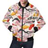Cherry Blossom Koi Fish Pattern Print Mens Bomber Jacket