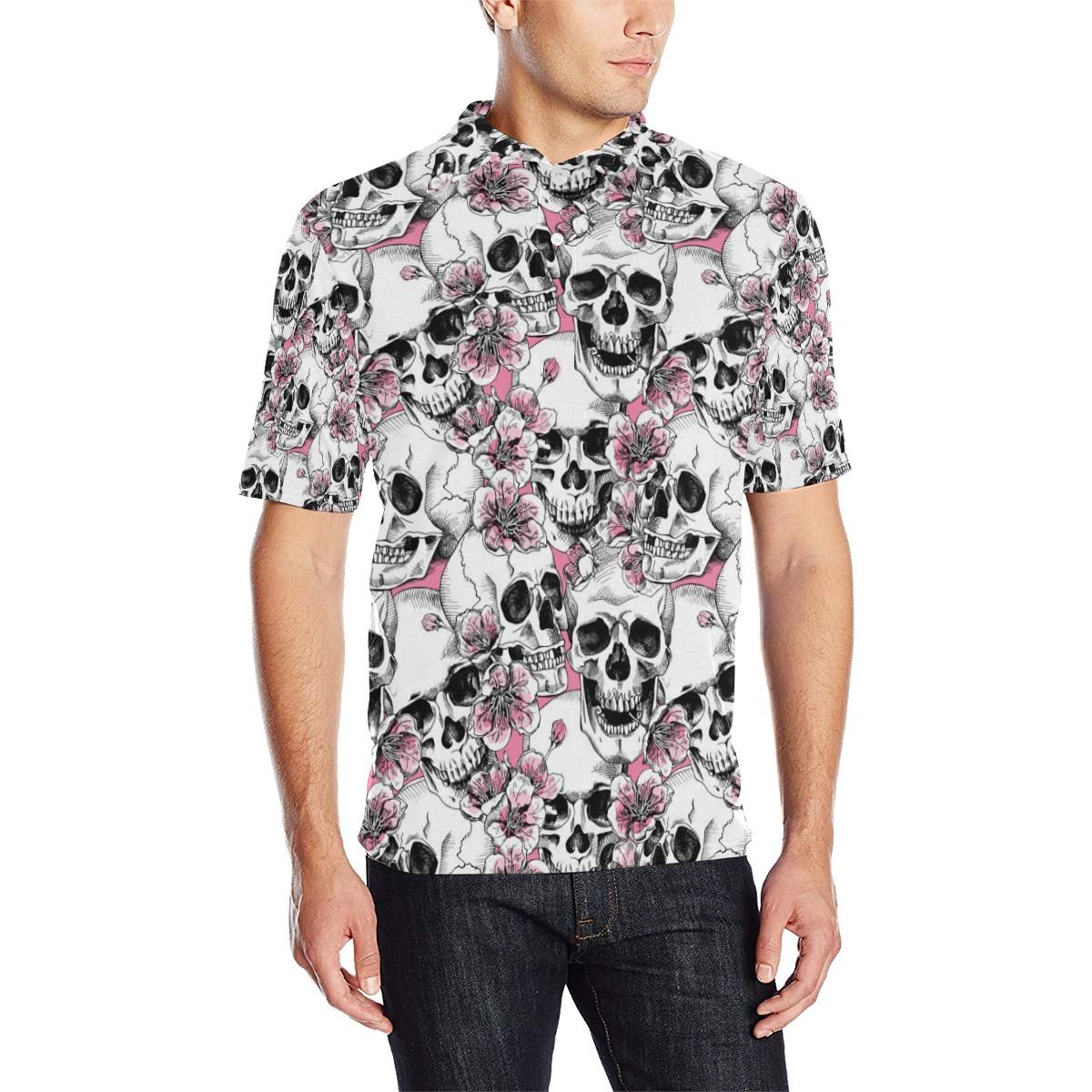 Cherry Blossom Pattern Print Design Cb03 Men Polo Shirt Cherry Blossom Pattern Print Design Cb03 Men Polo Shirt