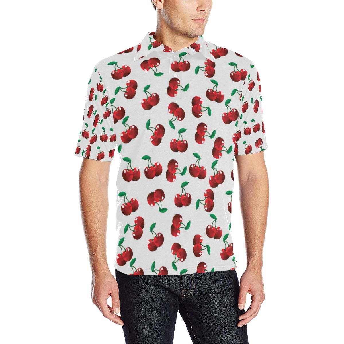 Cherry Pattern Print Design 01 Men Polo Shirt Cherry Pattern Print Design 01 Men Polo Shirt