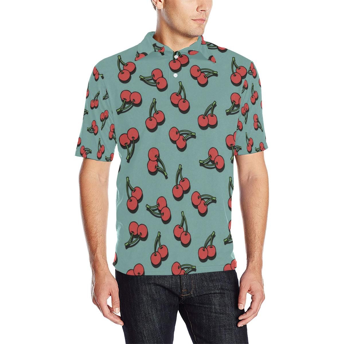 Cherry Pattern Print Design Ch03 Men Polo Shirt Cherry Pattern Print Design Ch03 Men Polo Shirt