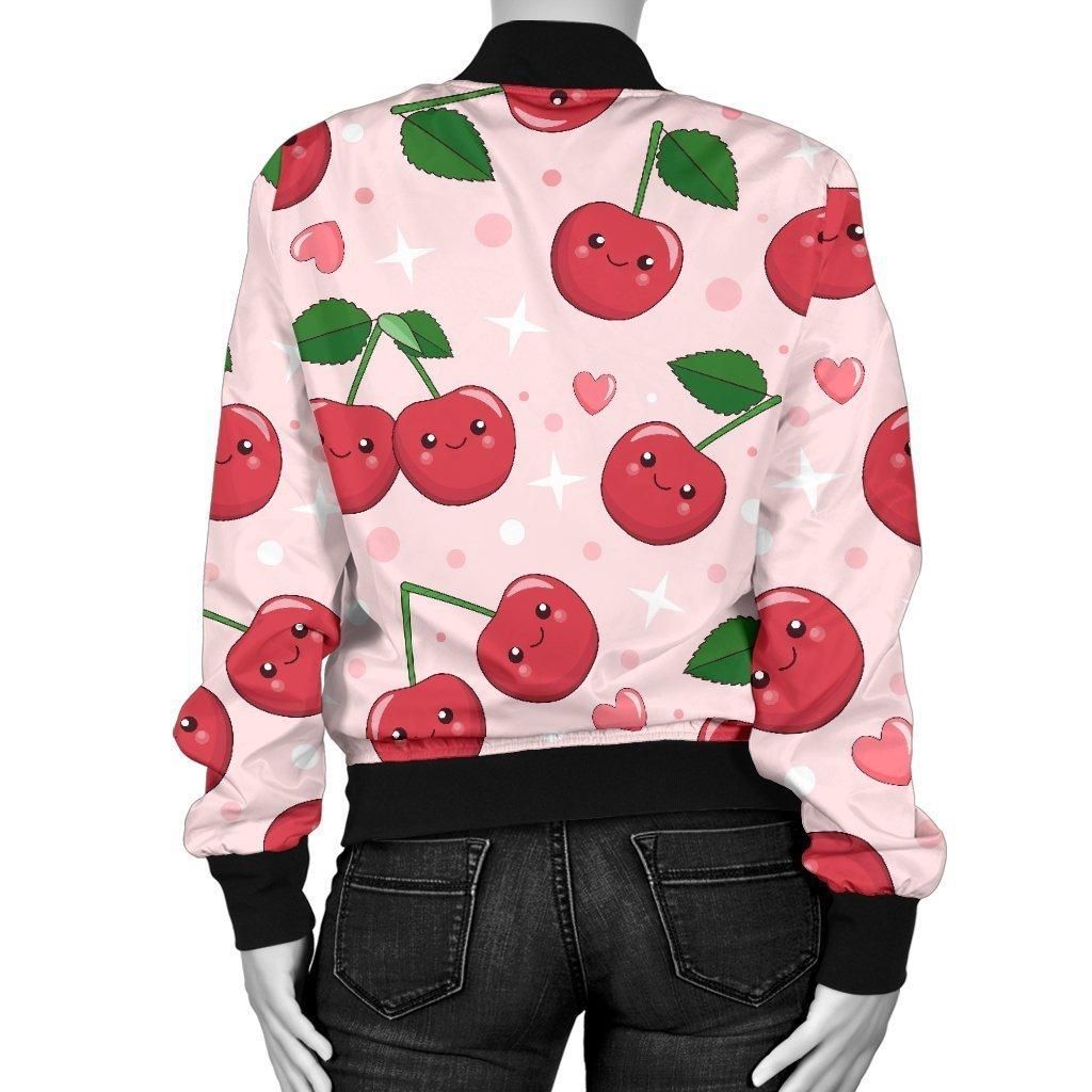 Cherry-Print-Pattern-Women-Casual-Bomber-Jacket-2