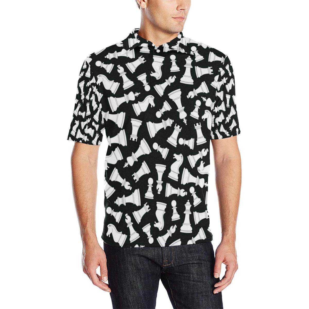 Chess Pattern Print Design 01 Men Polo Shirt Chess Pattern Print Design 01 Men Polo Shirt