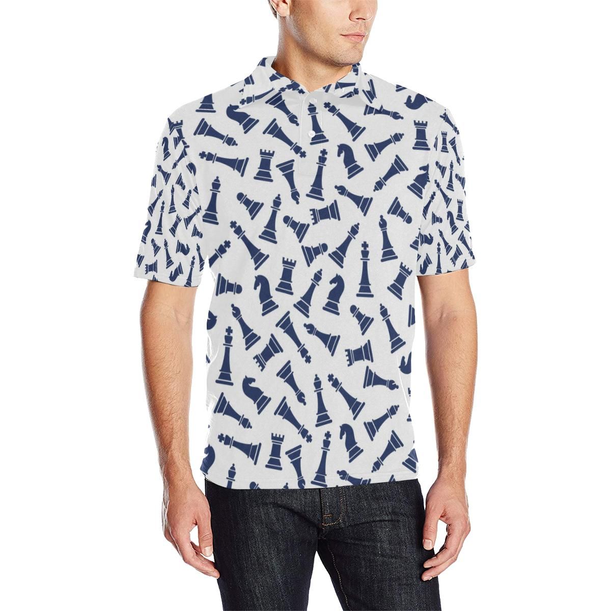 Chess Pattern Print Design 03 Men Polo Shirt Chess Pattern Print Design 03 Men Polo Shirt