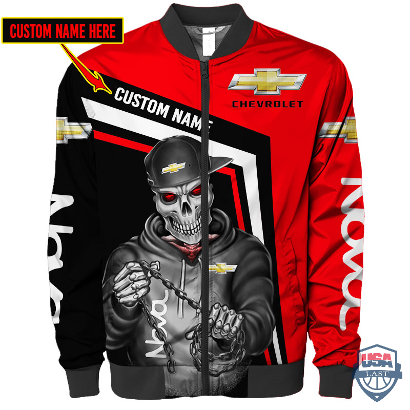 Chevrolet Nova Skeleton Snapback Custom Name Bomber Jacket Chevrolet Nova Skeleton Snapback Custom Name Bomber Jacket