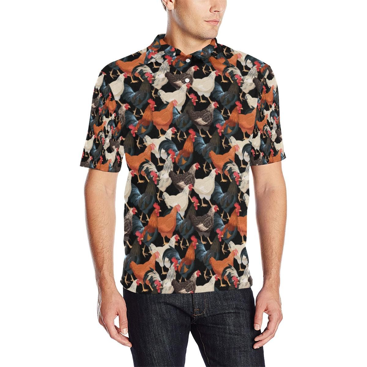 Chicken Print Pattern Men Polo Shirt Chicken Print Pattern Men Polo Shirt
