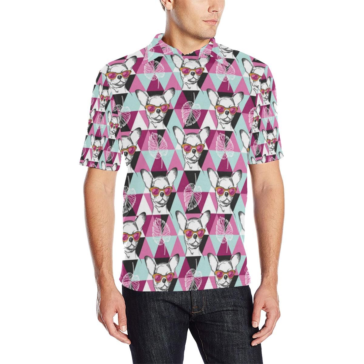 Chihuahua Cute Triangle Pattern Men Polo Shirt Chihuahua Cute Triangle Pattern Men Polo Shirt