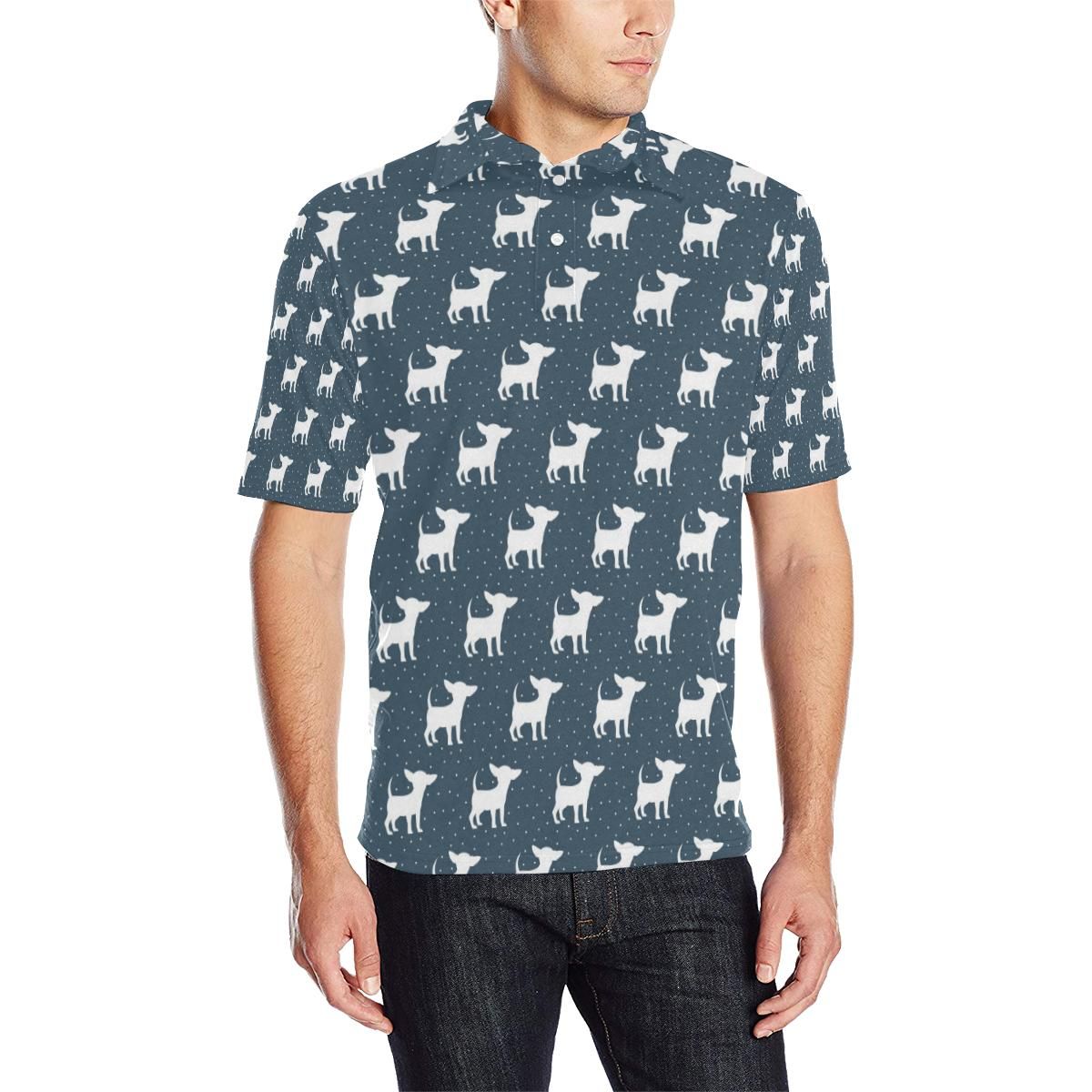 Chihuahua Pattern Print Design 03 Men Polo Shirt Chihuahua Pattern Print Design 03 Men Polo Shirt