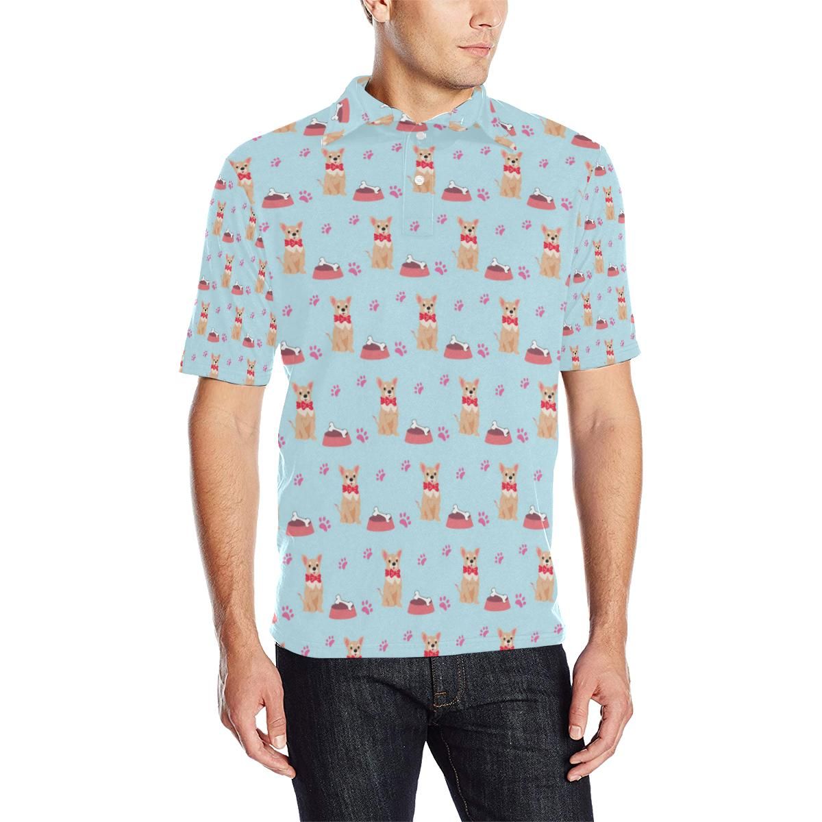 Chihuahua Pattern Print Design 05 Men Polo Shirt Chihuahua Pattern Print Design 05 Men Polo Shirt