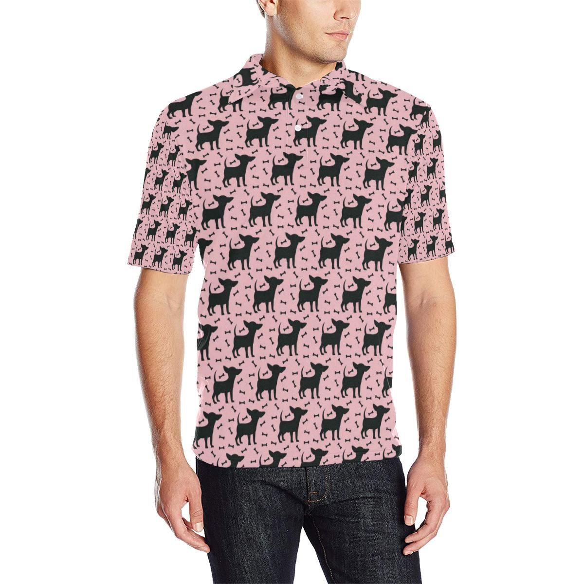Chihuahua Pink Print Pattern Men Polo Shirt Chihuahua Pink Print Pattern Men Polo Shirt