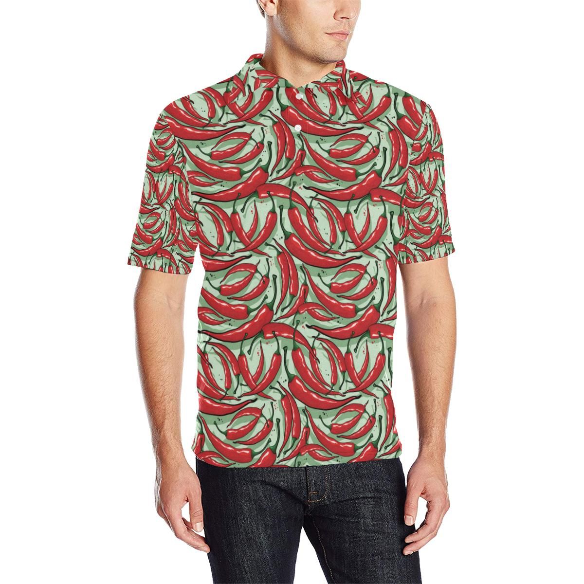 Chilli Pepper Pattern Print Design 04 Men Polo Shirt Chilli Pepper Pattern Print Design 04 Men Polo Shirt