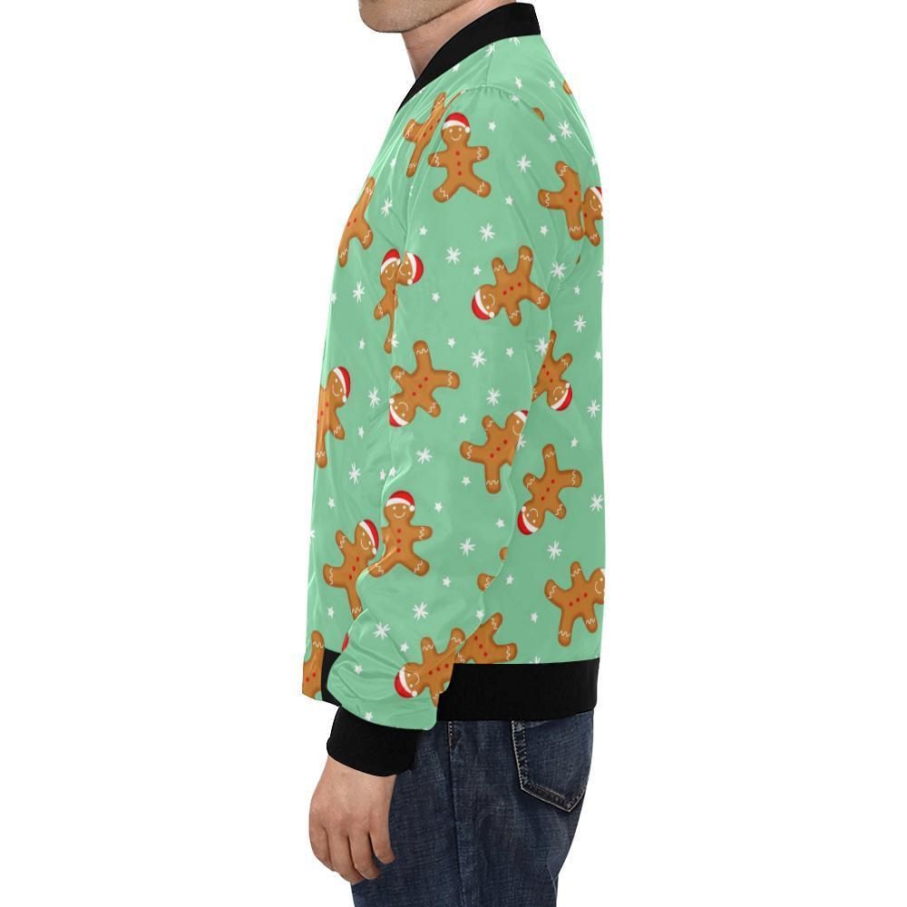 Chirstmas-Gingerbread-Man-Pattern-Print-Mens-Bomber-Jacket-1