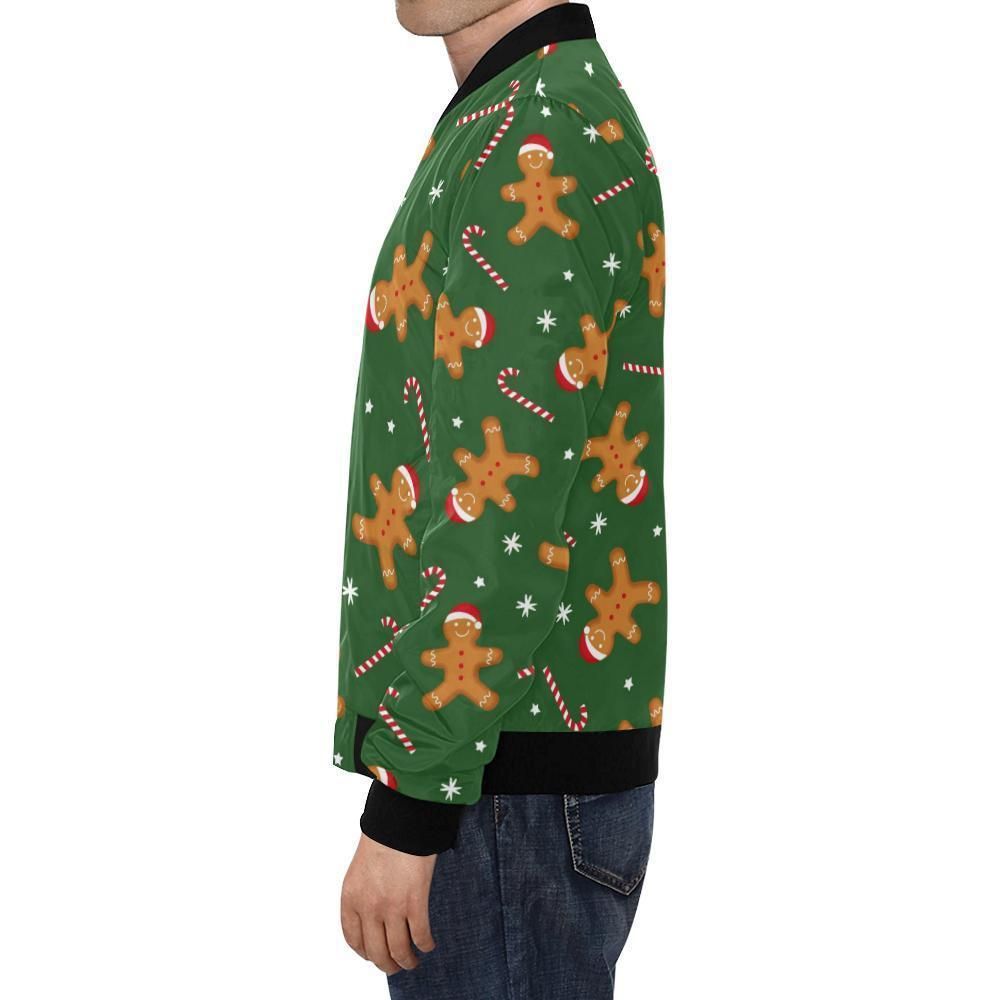 Chirstmas-Gingerbread-Man-Print-Pattern-Mens-Bomber-Jacket-1