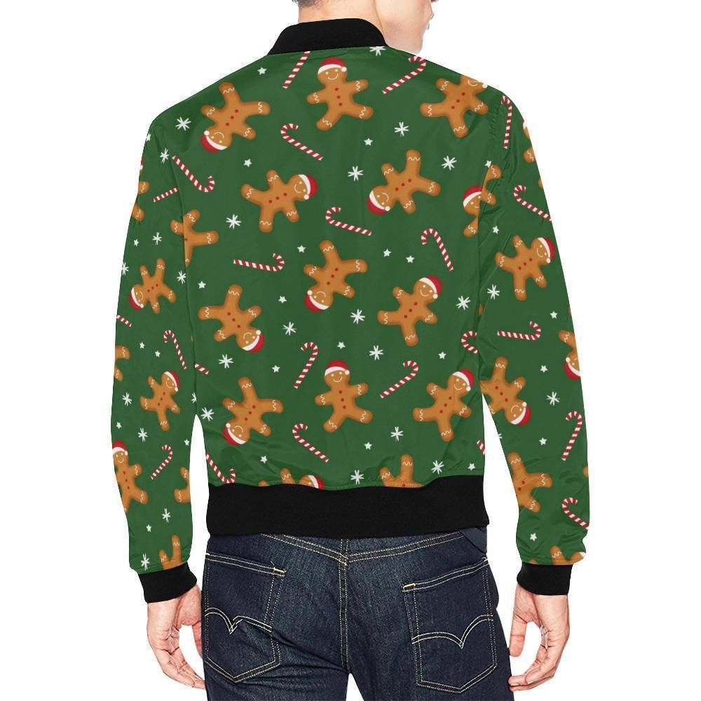 Chirstmas-Gingerbread-Man-Print-Pattern-Mens-Bomber-Jacket-2