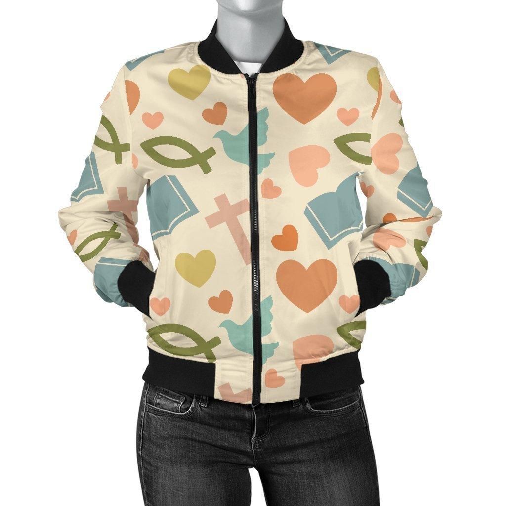 Christian-Bible-Pattern-Print-Women-Casual-Bomber-Jacket-1