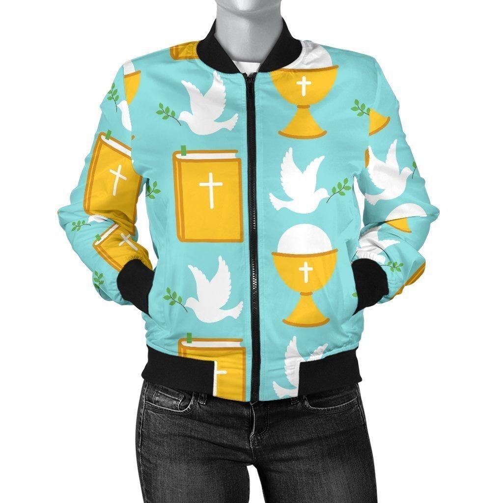 Christian-Dove-Pattern-Print-Women-Casual-Bomber-Jacket-1