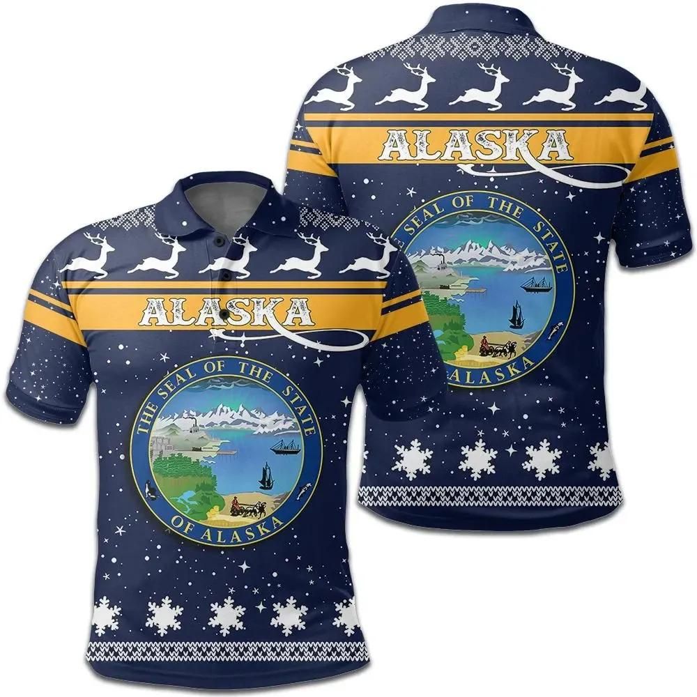 Christmas Alaska Coat Of Arms Polo Shirt JW9 Christmas Alaska Coat Of Arms Polo Shirt JW9