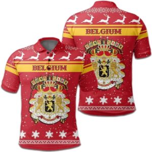 Christmas Belgium Coat Of Arms Polo Shirt JW9