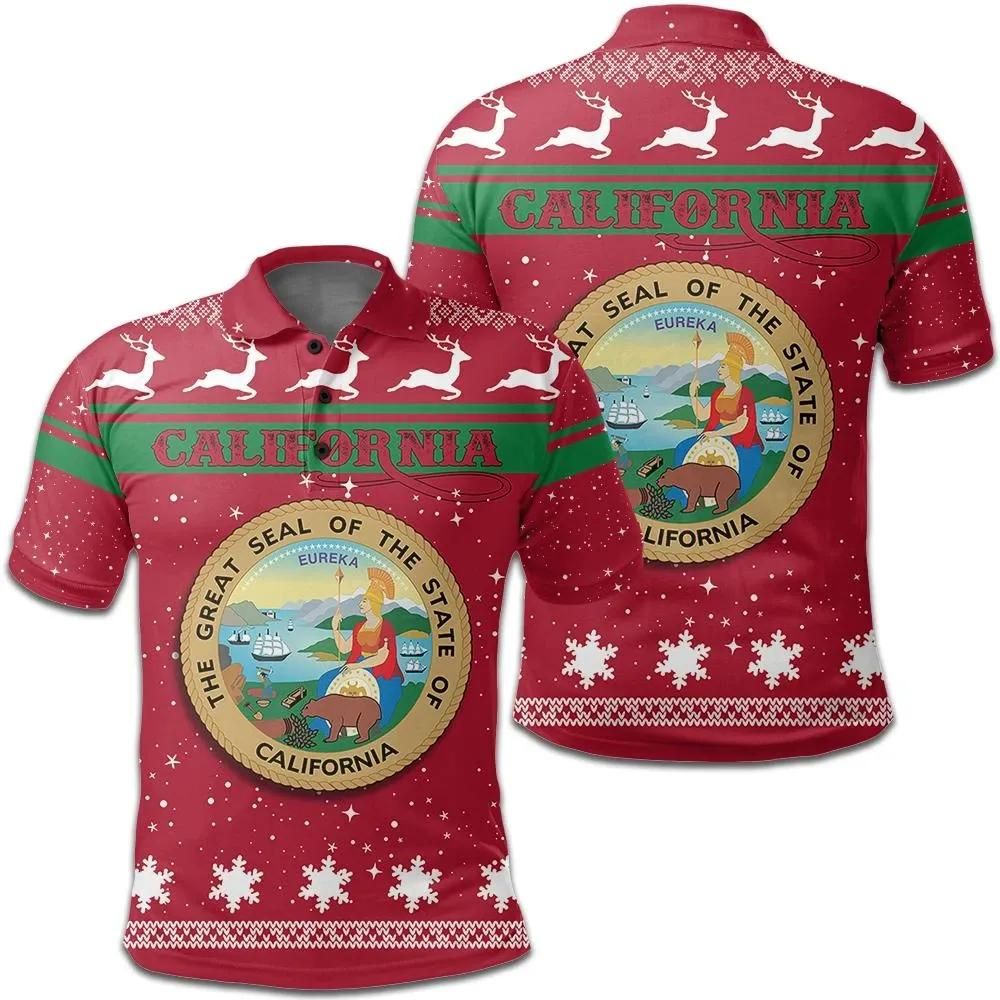 Christmas California Coat Of Arms Polo Shirt JW9 Christmas California Coat Of Arms Polo Shirt JW9