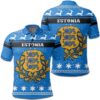 Christmas Estonia Coat Of Arms Polo Shirt JW9