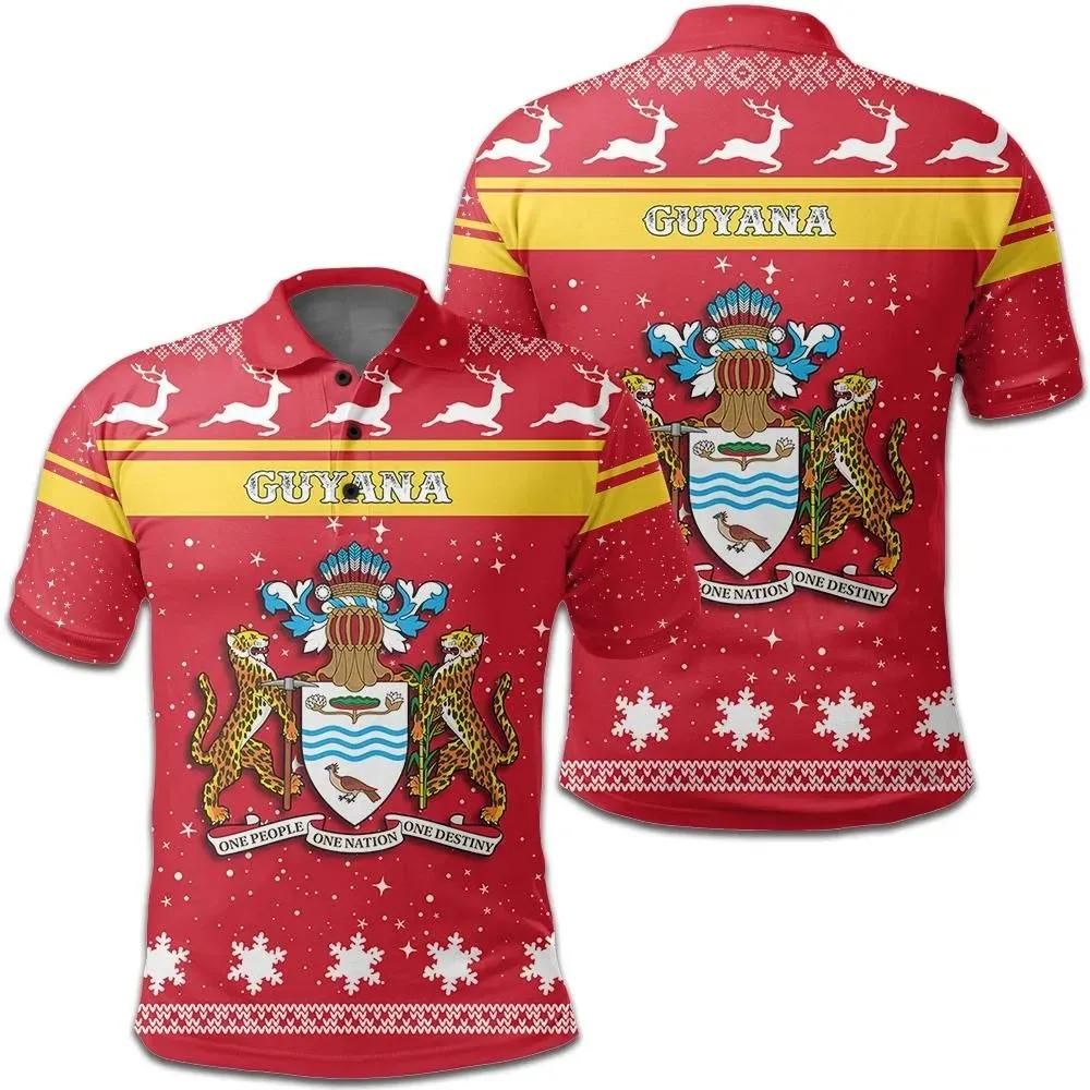 Christmas Guyana Coat Of Arms Polo Shirt JW9 Christmas Guyana Coat Of Arms Polo Shirt JW9