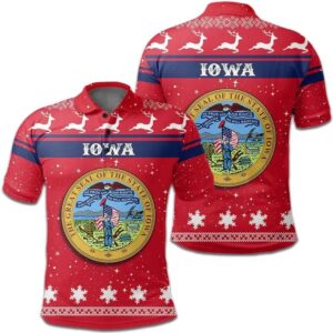 Christmas Iowa Coat Of Arms Polo Shirt JW9
