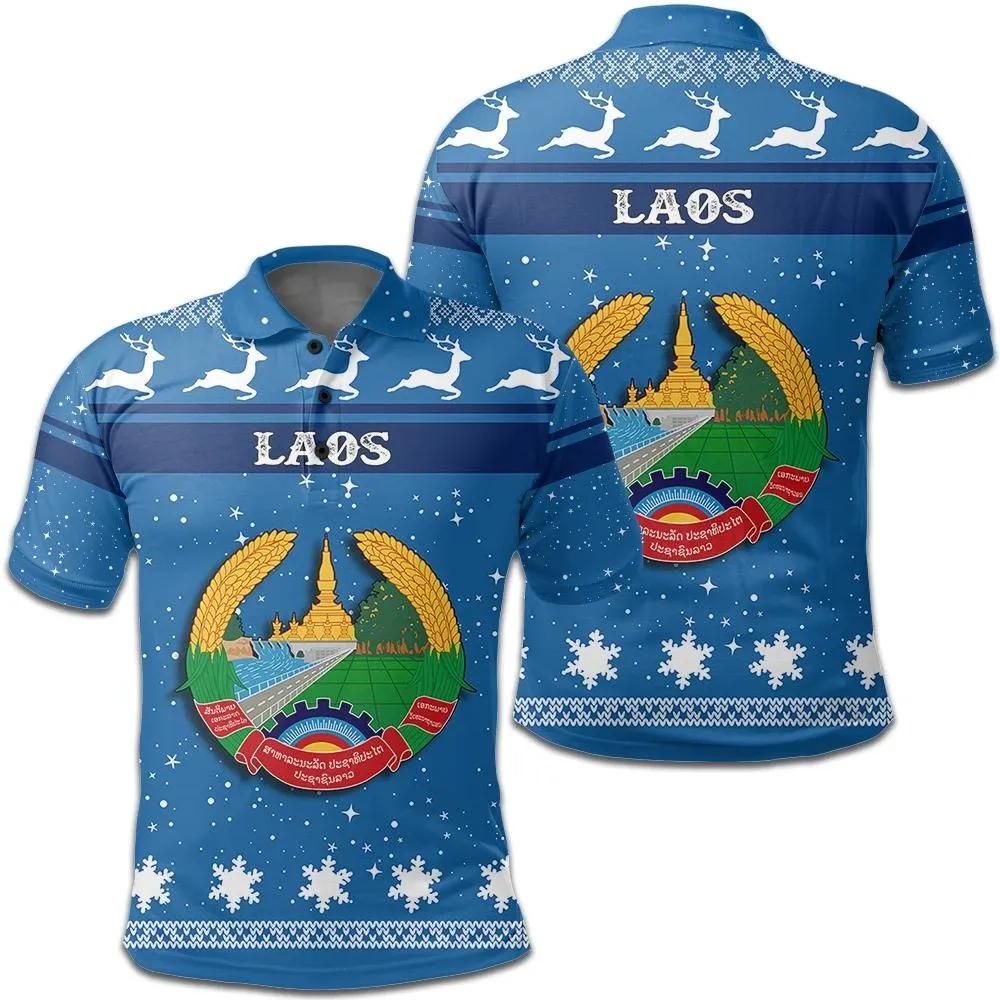 Christmas Laos Coat Of Arms Polo Shirt JW9 Christmas Laos Coat Of Arms Polo Shirt JW9