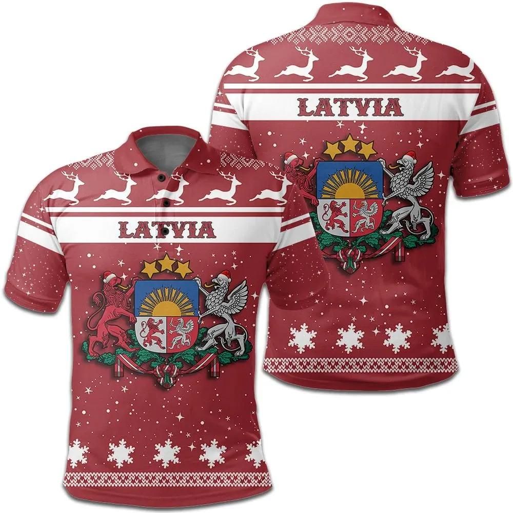 Christmas Latvia Coat Of Arms Polo Shirt JW9 Christmas Latvia Coat Of Arms Polo Shirt JW9