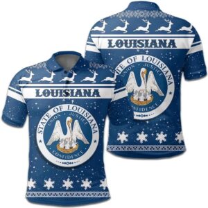 Christmas Louisiana Coat Of Arms Polo Shirt JW9