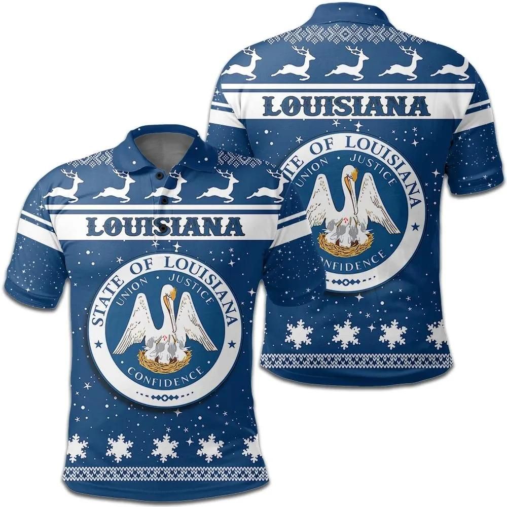 Christmas Louisiana Coat Of Arms Polo Shirt JW9 Christmas Louisiana Coat Of Arms Polo Shirt JW9