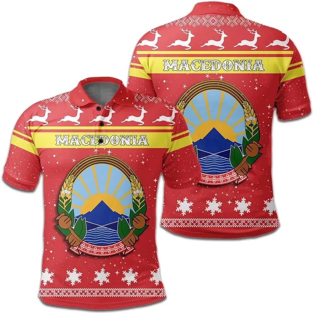 Christmas Macedonia Coat Of Arms Polo Shirt JW9 Christmas Macedonia Coat Of Arms Polo Shirt JW9