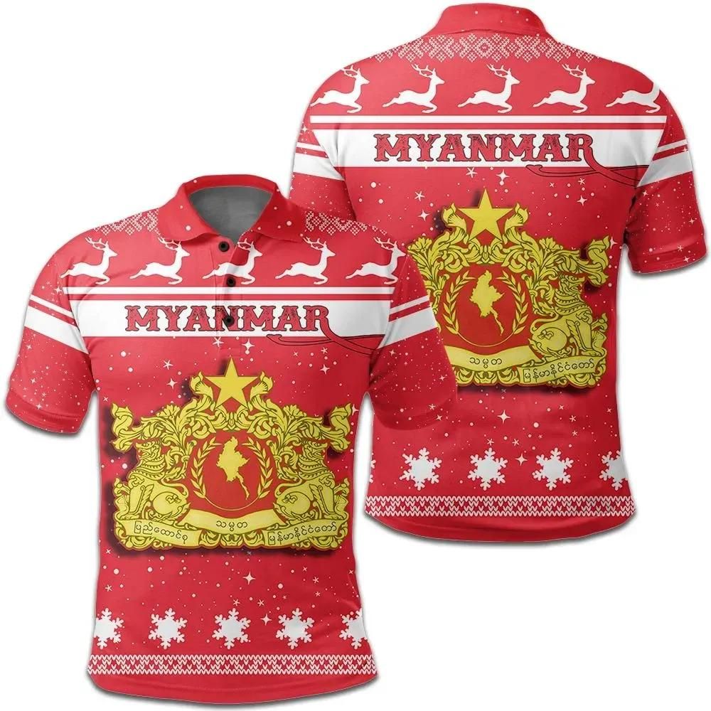 Christmas Myanmar Coat Of Arms Polo Shirt JW9 Christmas Myanmar Coat Of Arms Polo Shirt JW9