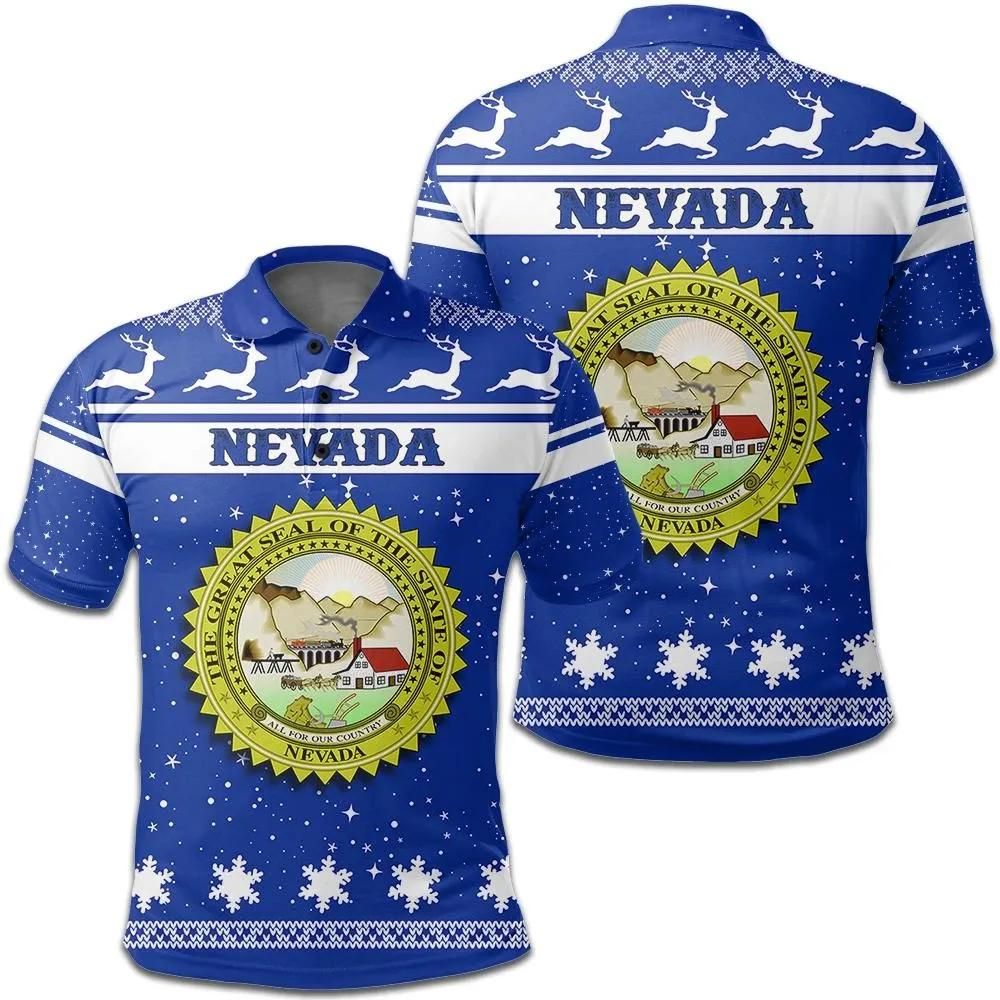 Christmas Nevada Coat Of Arms Polo Shirt JW9 Christmas Nevada Coat Of Arms Polo Shirt JW9