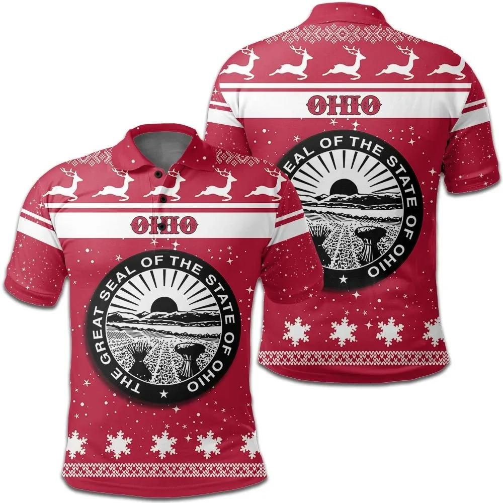Christmas Ohio Coat Of Arms Polo Shirt JW9 Christmas Ohio Coat Of Arms Polo Shirt JW9