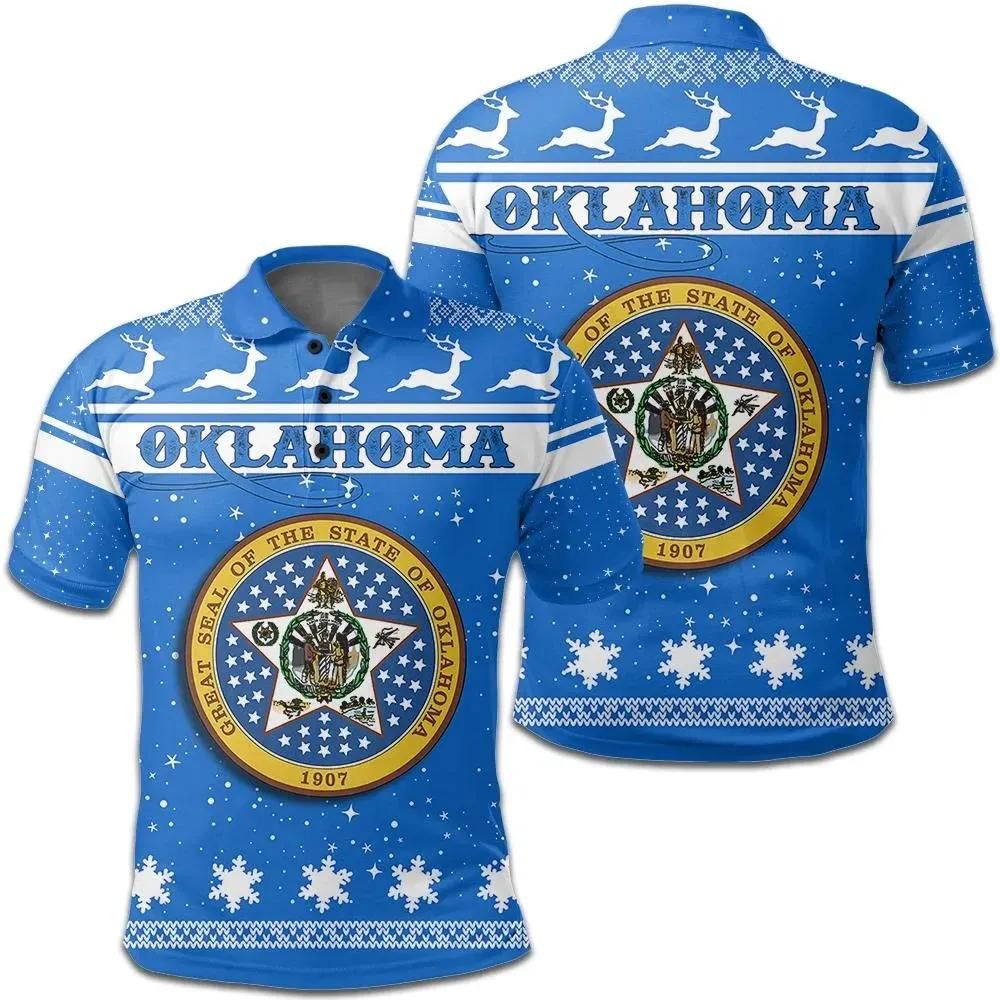 Christmas Oklahoma Coat Of Arms Polo Shirt JW9 Christmas Oklahoma Coat Of Arms Polo Shirt JW9