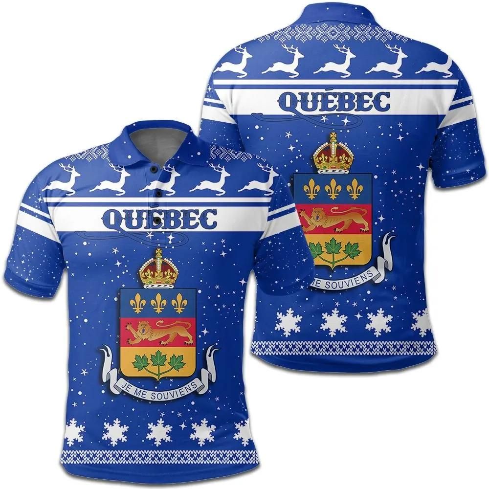 Christmas Quebec Coat Of Arms Polo Shirt JW9 Christmas Quebec Coat Of Arms Polo Shirt JW9
