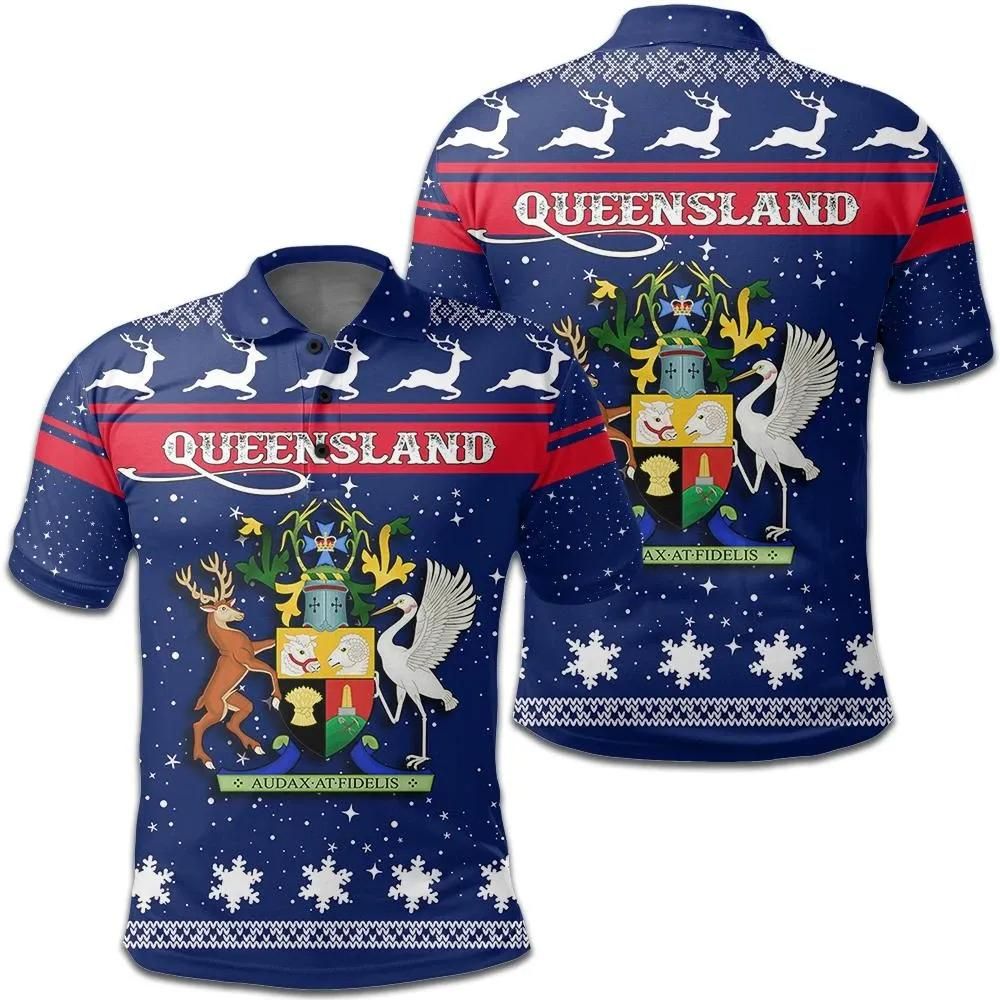 Christmas Queensland Coat Of Arms Polo Shirt JW9 Christmas Queensland Coat Of Arms Polo Shirt JW9