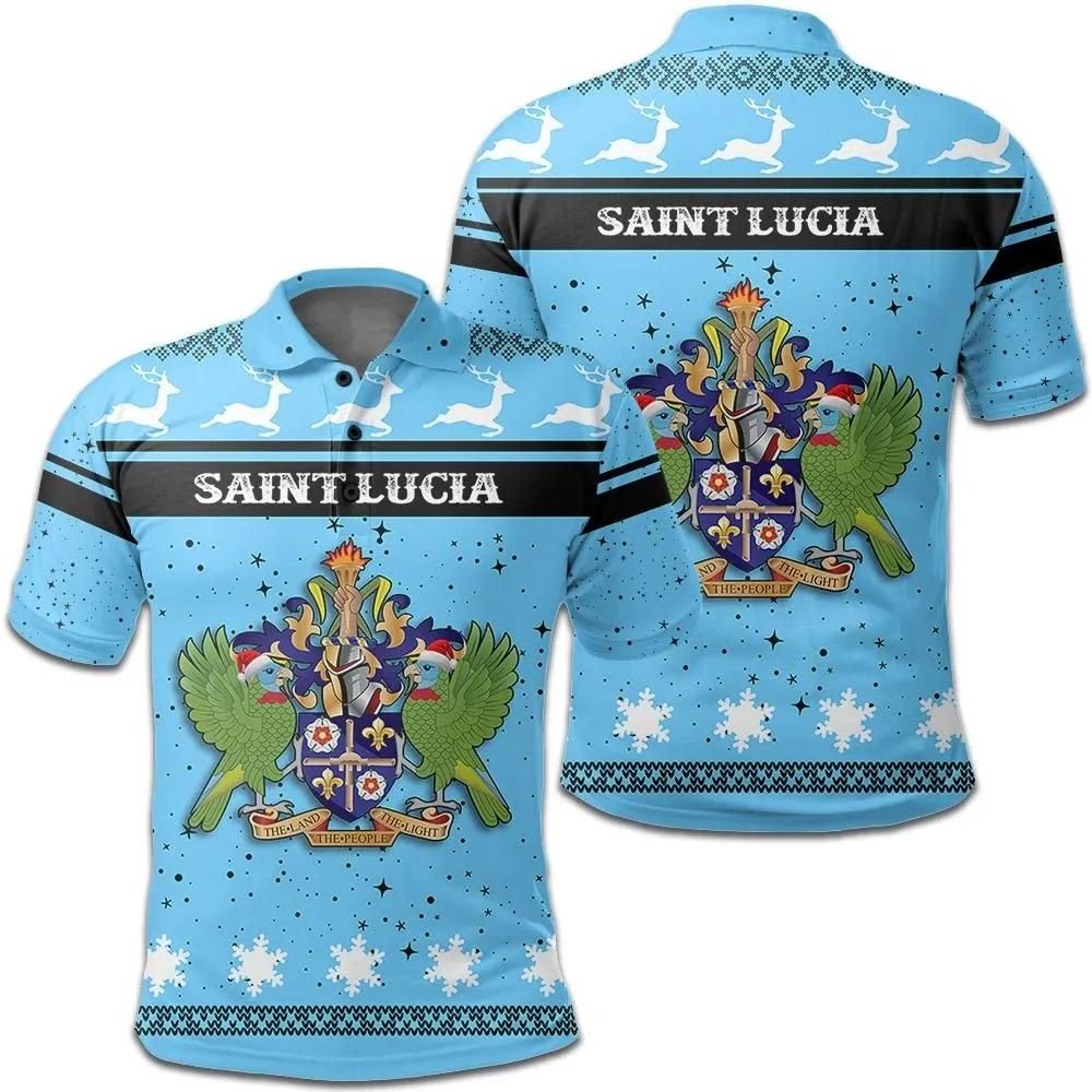 Christmas Saint Lucia Coat Of Arms Polo Shirt JW9 Christmas Saint Lucia Coat Of Arms Polo Shirt JW9