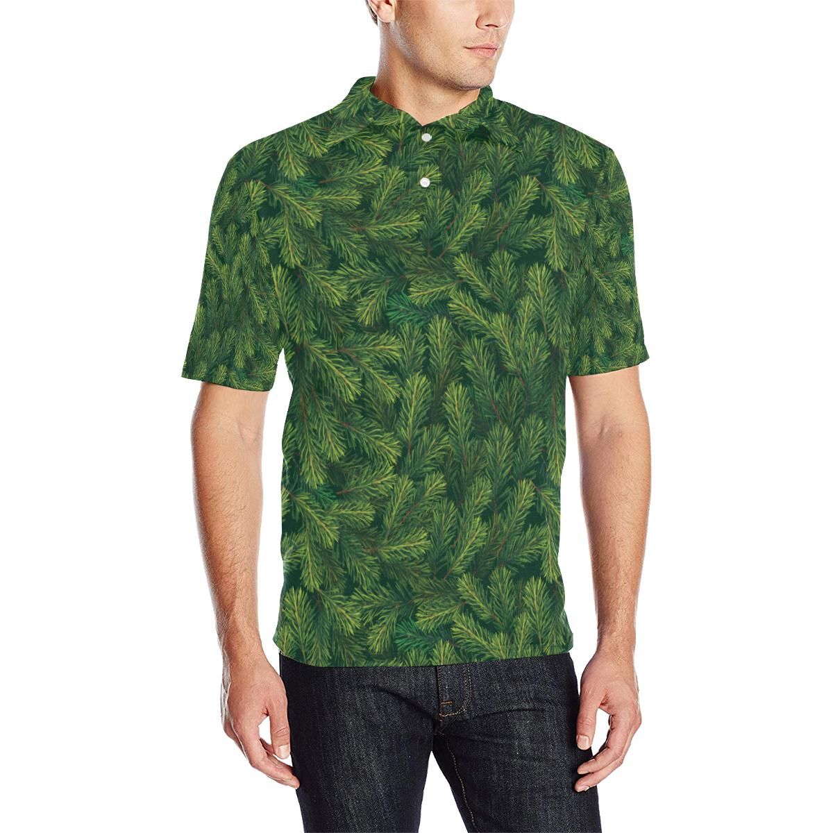 Christmas Tree Pattern Print Design 02 Men Polo Shirt Christmas Tree Pattern Print Design 02 Men Polo Shirt