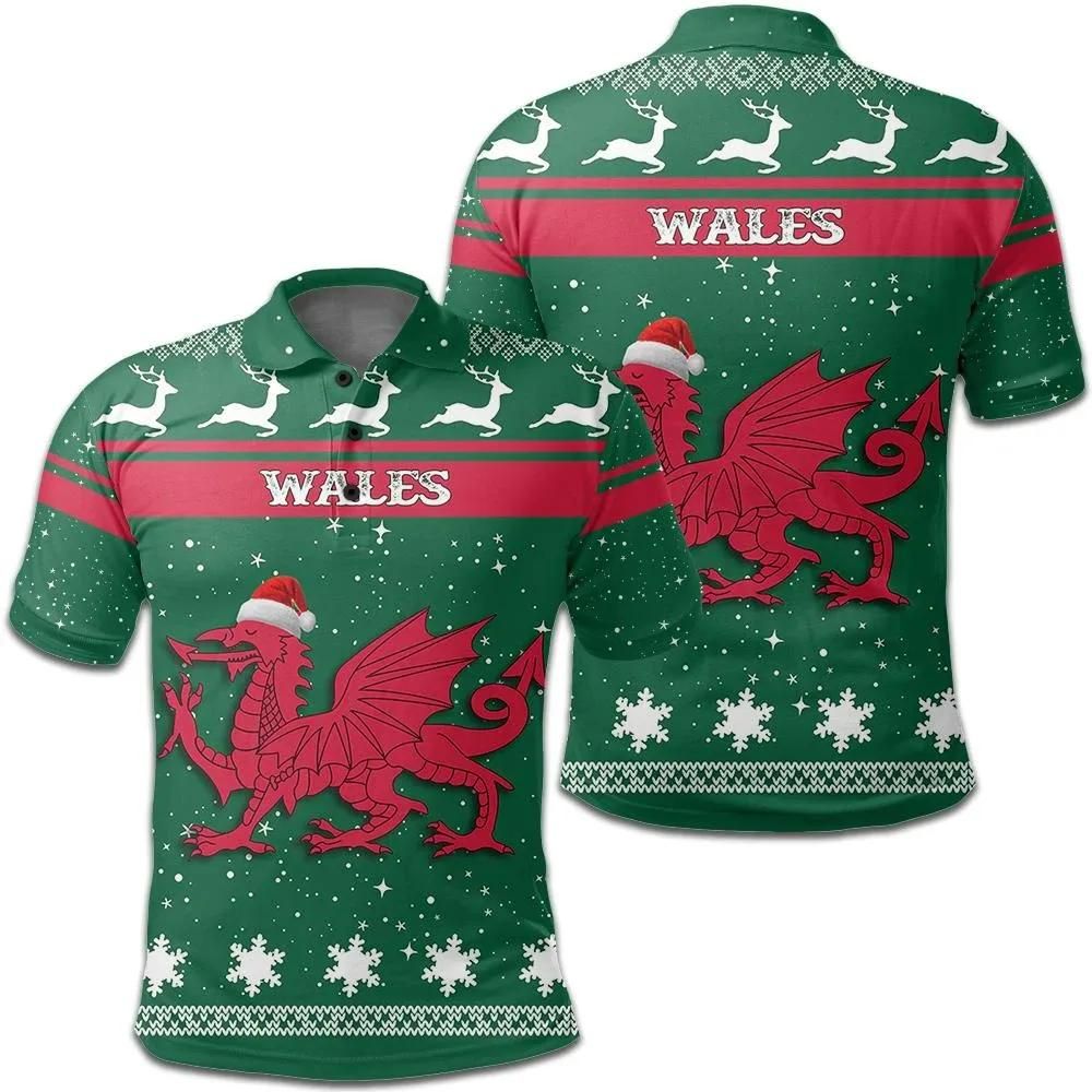 Christmas Wales Coat Of Arms Polo Shirt JW9 Christmas Wales Coat Of Arms Polo Shirt JW9