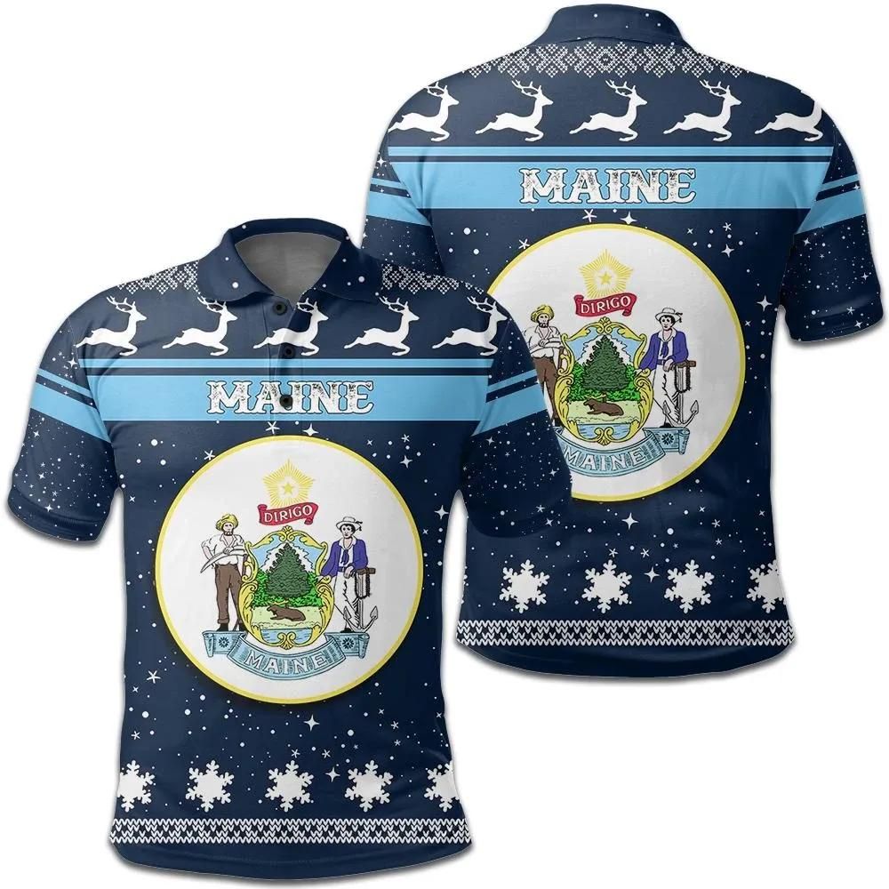 Christmas maine Coat Of Arms Polo Shirt JW9 Christmas maine Coat Of Arms Polo Shirt JW9