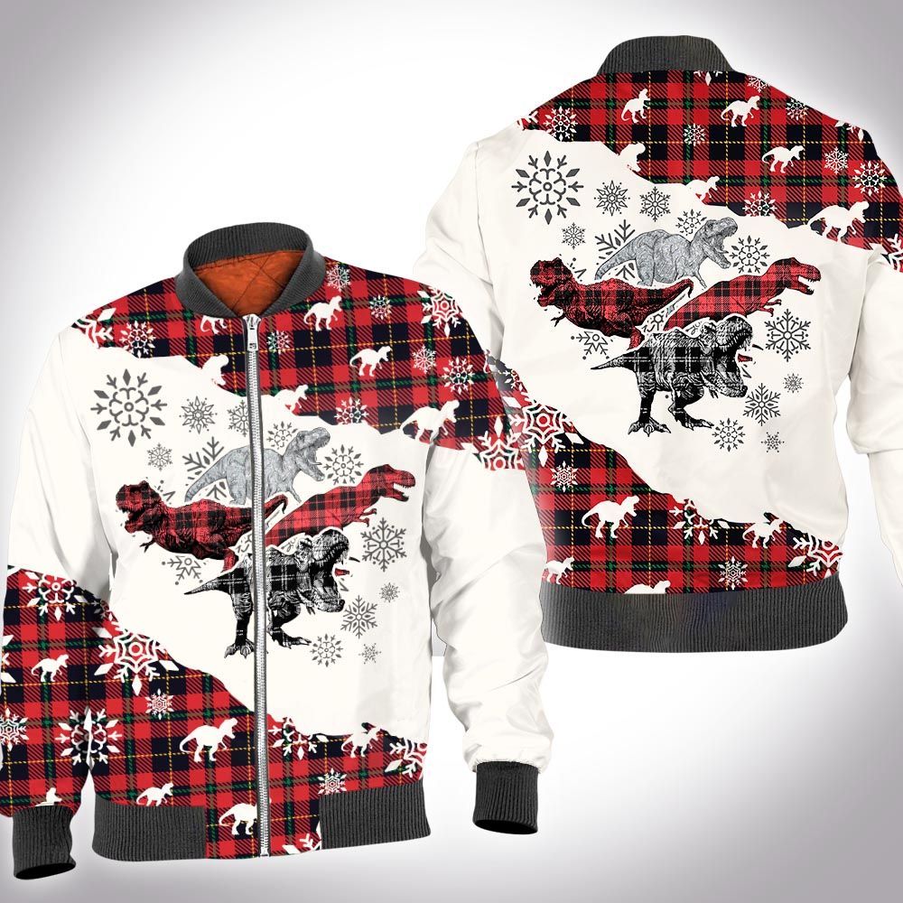 Christmas tartan dinosaur 3D All Over Printed Shirt Christmas tartan dinosaur 3D All Over Printed Shirt