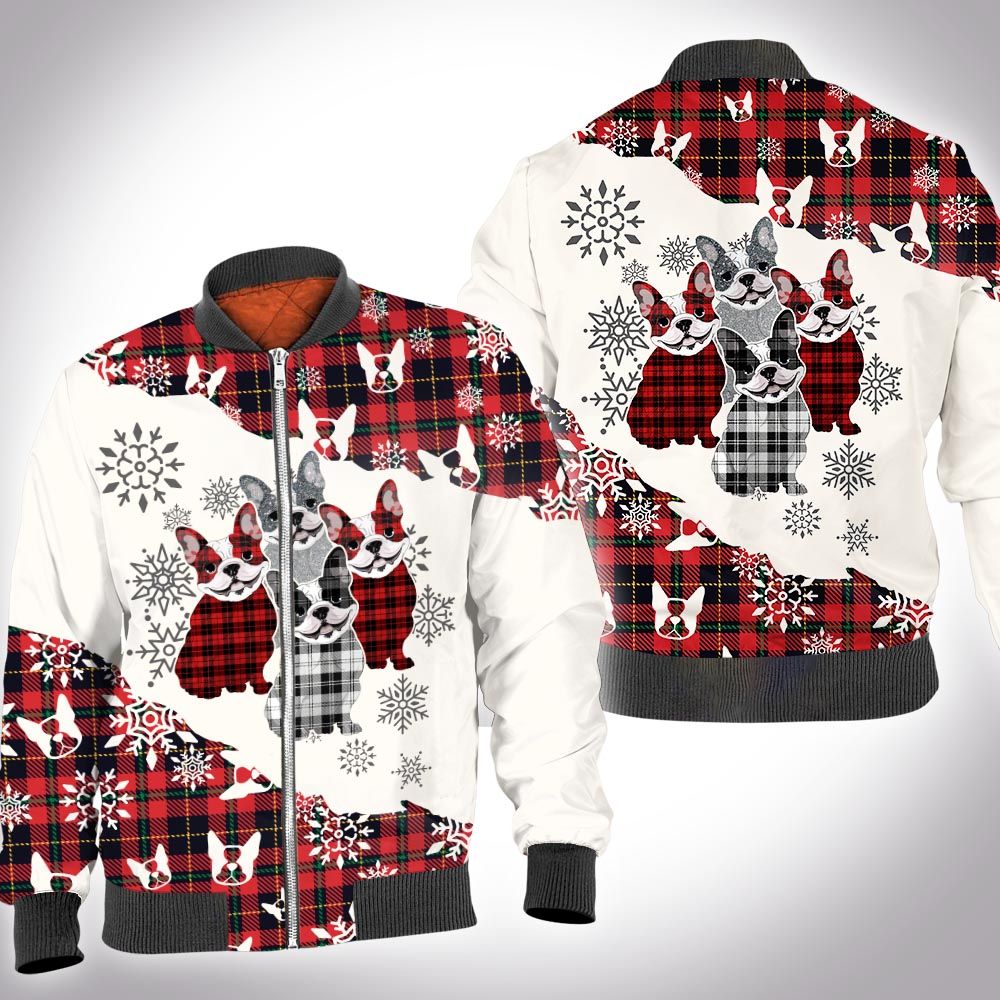 Christmas tartan frenchie 3D All Over Printed Shirt Christmas tartan frenchie 3D All Over Printed Shirt