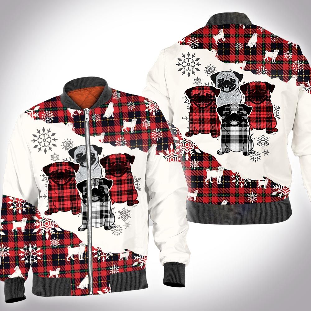 Christmas tartan pug 3D All Over Printed Shirt Christmas tartan pug 3D All Over Printed Shirt