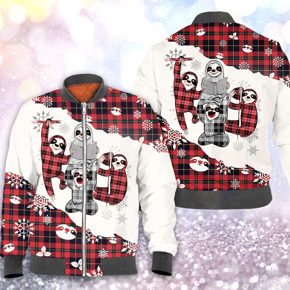 Christmas tartan sloth 3D All Over Printed Shirt Christmas tartan sloth 3D All Over Printed Shirt