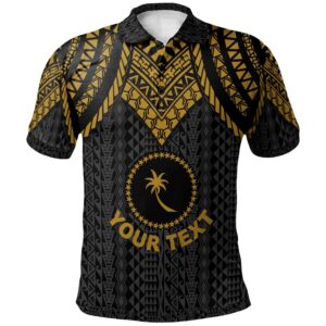 Chuuk Custom Personalised Polo Shirt - Polynesian Armor Style Gold - BN39