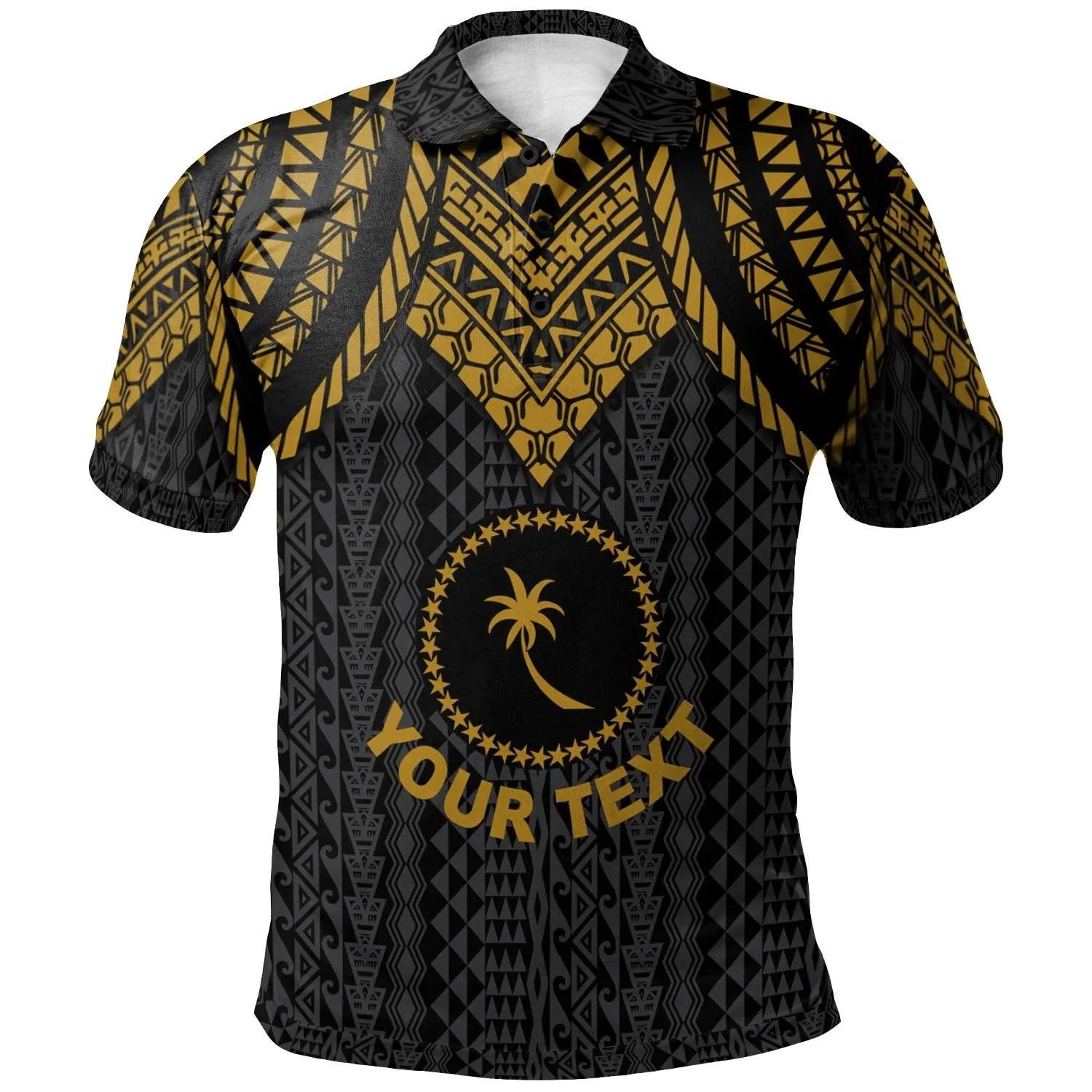 Chuuk Custom Personalised Polo Shirt - Polynesian Armor Style Gold - BN39 Chuuk Custom Personalised Polo Shirt - Polynesian Armor Style Gold - BN39